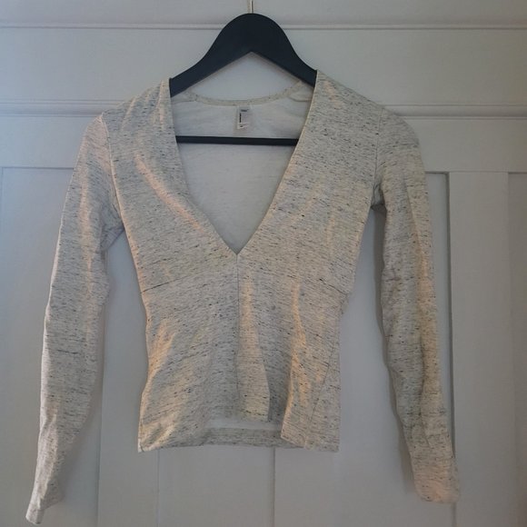 American Apparel Deep V L/S T - Marbled Ivory - sz XS - Picture 3 of 8